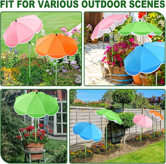 POILKMNI 4 Pack 2026 Upgraded Plant Umbrellas for Outdoor Plants - 25" Enlarged Garden Plant Umbrella Shade with Adjustable Angle, 43.3" Higher Sun Shade for Plants, Garden Beds, Potted Plant