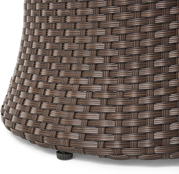 Merax Patio Furniture Set of 3, Outdoor PE Rattan Wicker Chairs with Cushion & Glass Coffee Table for Balcony Garden Front Porch, Patio Conversation Sets for 2, Sturdy Aluminum Frame, Brown+Beige