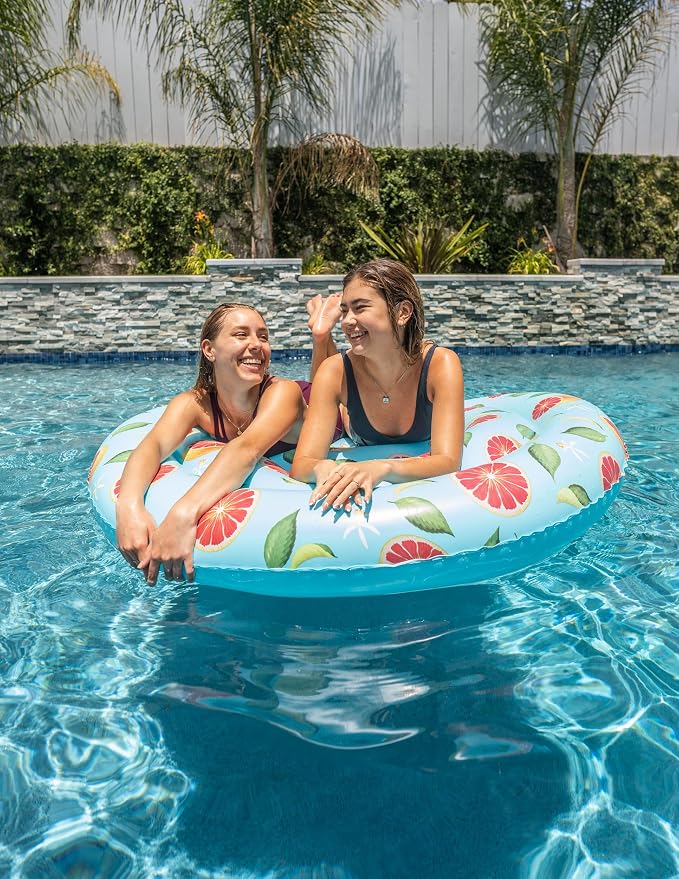 PoolCandy Grapefruit Print Inflatable Pool Floats, Loungers, Sun Chairs & Sunning Pools