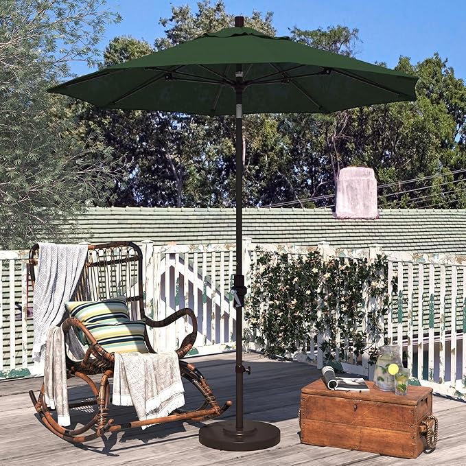 California Umbrella 7.5' Round Crank Lift, Collar Tilt, Aluminum Pole, Fiberglass Rib Patio Umbrella, Bronze Finish