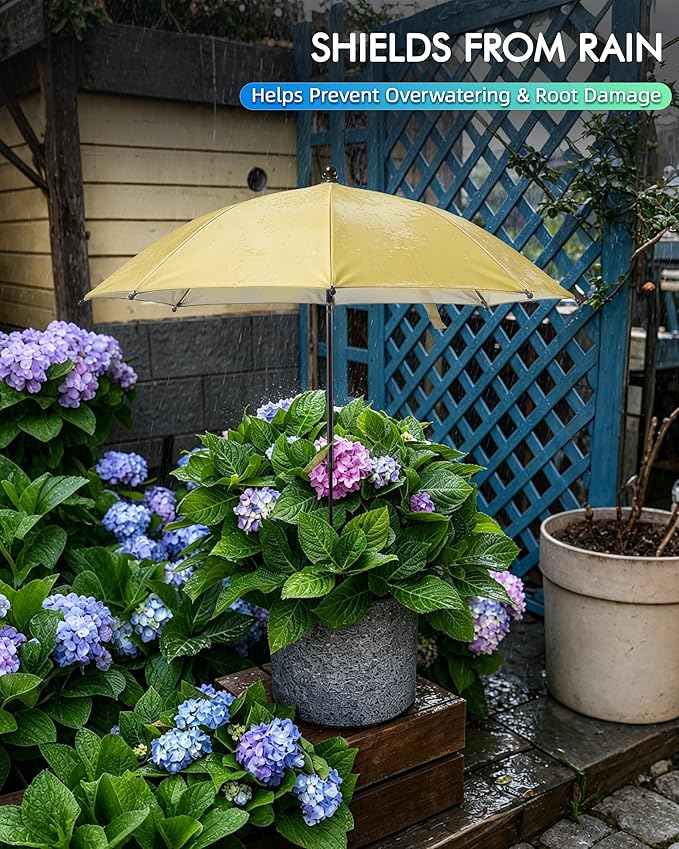Plant Umbrellas for Outdoor Plants 26", Adjustable Angle Sun Shade Umbrella for Potted Flowers, Vegetable, Sun Protector for Peony, Hydrangeas Roses & Garden Beds, 4 Pack