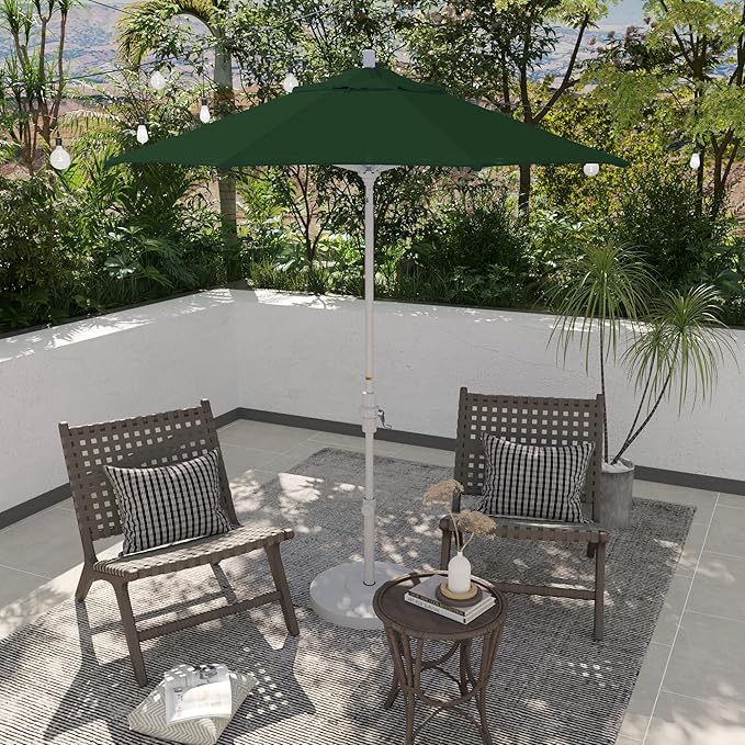 California Umbrella 7.5' Rd. Aluminum Patio Umbrella, Crank Lift, Collar Tilt, White