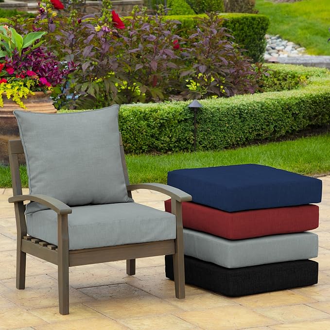 Arden Outdoor Deep Seat Cushion Set, 24x24, Stone Grey