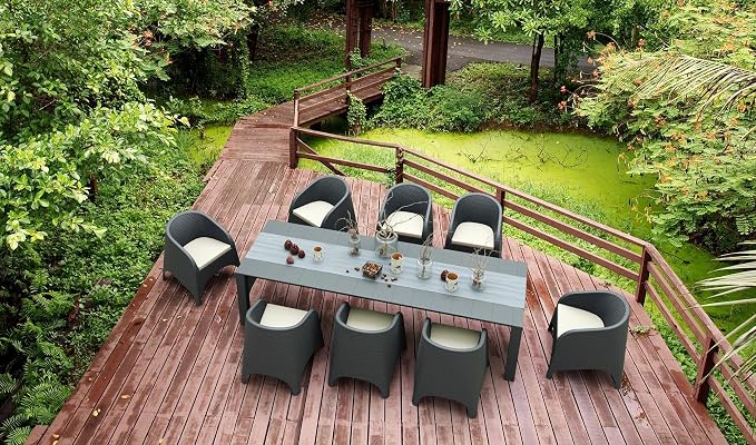 Compamia Vegas 118" Extendable Patio Dining Table in Dark Gray, Commercial Grade