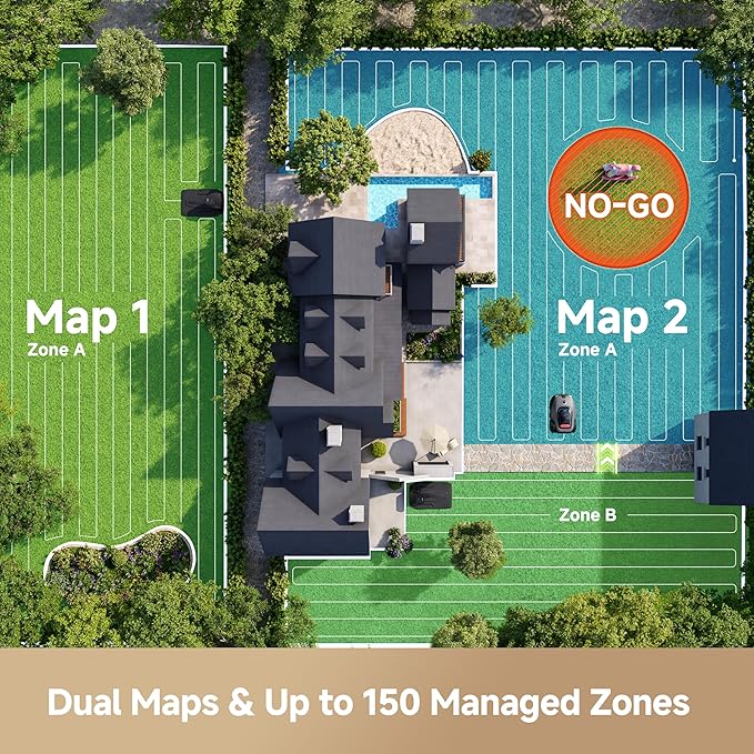 MOVA LiDAX Ultra 1000 Robot Lawn Mower Wire Free with Garage for 1/4 Acre, RTK-Free+360° 3D LiDAR+AI Vision Mapping, Zero-Edge Cutting, Cutting Height 1.2"-3.9", 45% Slope, 150 Managed Zones Dual Maps