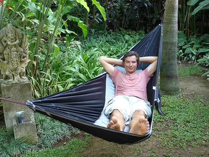 Hammock Bliss Sky Bed - Hangs Like A Hammock, Sleeps Like A Bed - Asymmetrical Design Hammock Tent with Integrated Inflatable Pad Sleeve for a Lay Flat & Insulated Camping Hammock Sleeping Experience