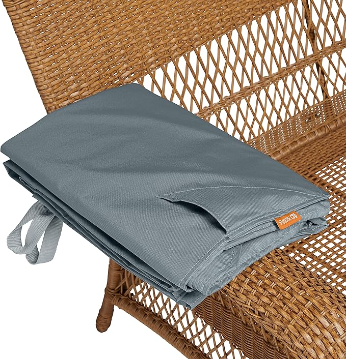 Classic Accessories Storigami Water-Resistant 58 Inch Easy Fold Loveseat Sofa Cover, Monument Grey, Patio Furniture Covers