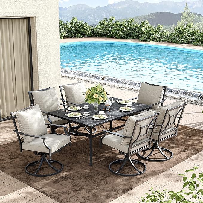 Grand patio Outdoor Patio Dining Set 2 Swivel Dining Chairs Outdoor Furniture Set with Olefin Cushions, Grey