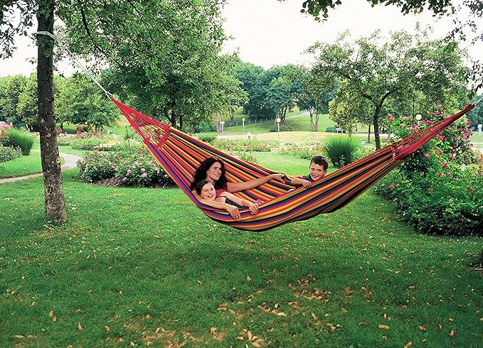 BYER OF MAINE Paradiso Hammock, Authentic Brazilian, Tropical, Recycled Cotton/Polyester Blend, Double, 142" L x 68" W, Holds up to 400lbs