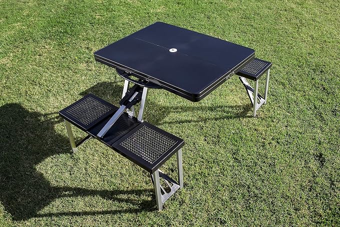 Detroit Lions – Picnic Table Portable Folding Table with Seats, (Black)