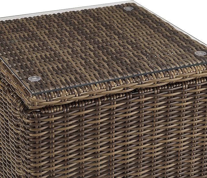 Crosley Furniture Bradenton 5-Piece Outdoor Loveseat Patio Furniture Set, Wicker Conversation Sets for Porch, Brown with Sangria Cushions