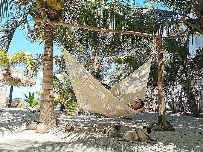 Traditional Maya Hammock -Natural Hammock (Large) - Thick Nylon Thread