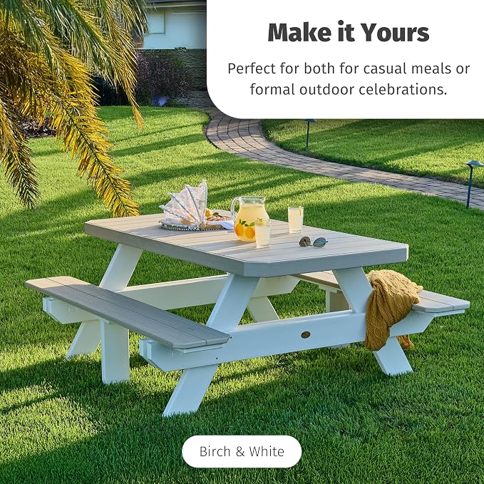 LuxCraft 6 Foot Poly Rectangular Picnic Table - Outdoor Furniture, Dining Height Table with Umbrella Hole, Seats 6 Adults, All Weather - Amish Made in USA (Antique Mahogany & Black)