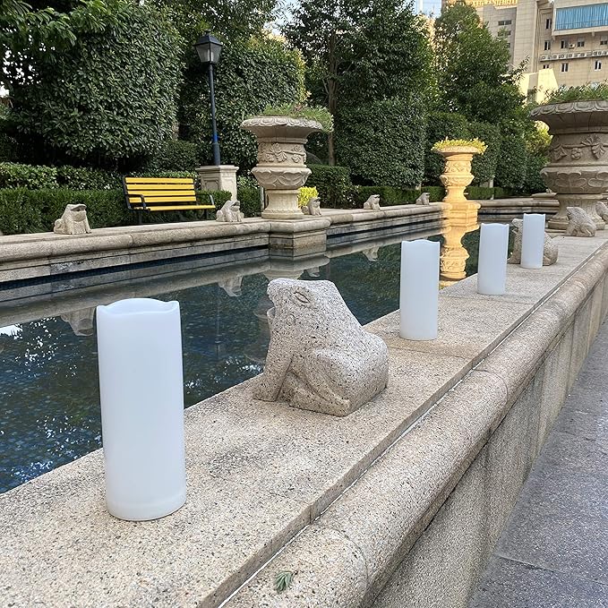 2 Pack Outdoor Flameless Pillar Candles with Remote and Timer Waterproof Battery Operated Electric LED Candle Set for Gift Home Décor Party Wedding Supplies Garden Christmas Decoration, 3” x 7”