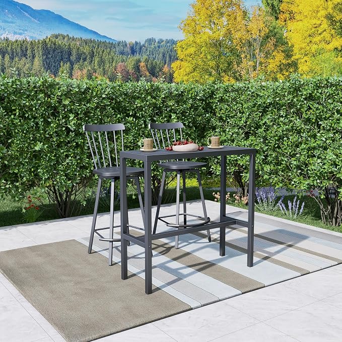 Anmutig Patio Outdoor Bar Table 39 inch Height Bistro Table High Top Bar Metal Table with Waterproof Top for Hot Tub Home Kitchen Cafe