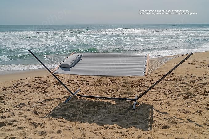 All-Weather Classic Outdoor Hammock with Pillow Deluxe Size Sunbrella® Fabric (Cast Silver (#40433-0000))