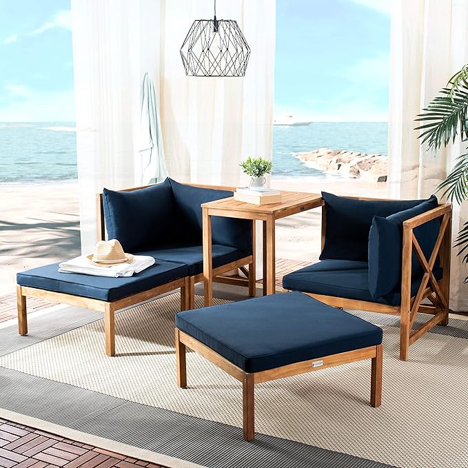 SAFAVIEH PAT6762A Outdoor Collection Ronson 5-Piece Dining Set