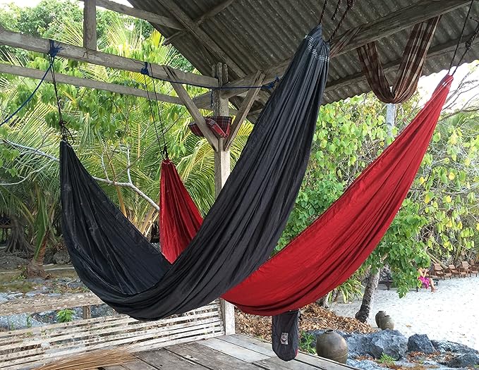 Hammock Bliss Tandem - One Hammock with Two Separate Spaces Allows Two People to Hang Together in Bliss - Great for Couples Or Create Double Layer Hammock