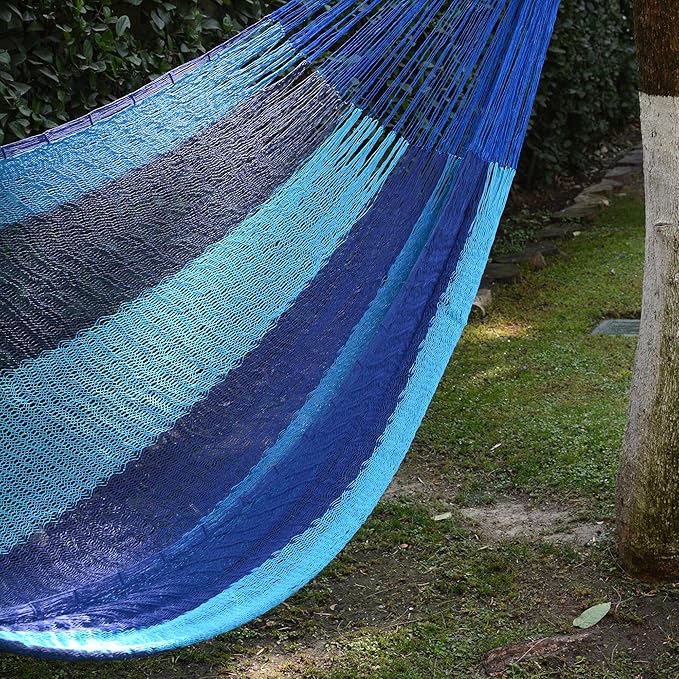 NOVICA Blue Turquoise Nylon Handwoven Mayan Hammock, Afternoon Breeze' (Single)