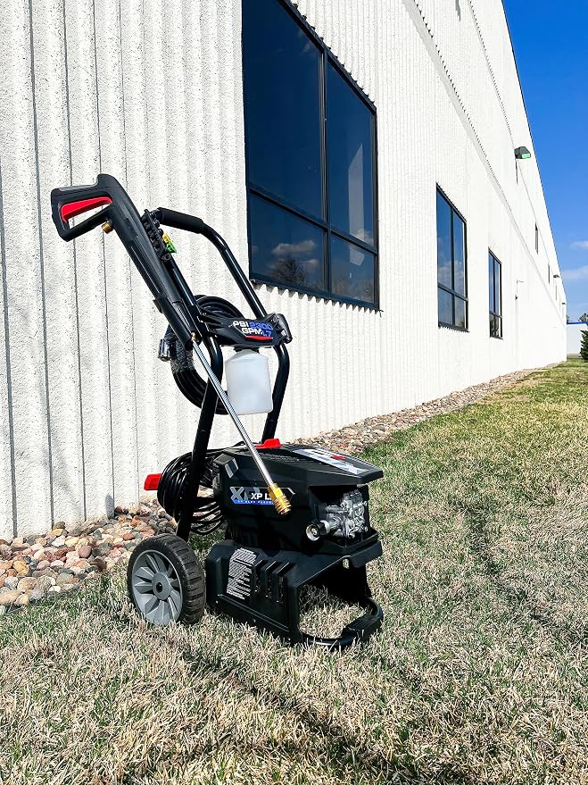 AR Blue Clean BCXP22300P Electric Pressure Washer-2300 PSI, 1.7 GPM, 13 Amps Quick Connect Accessories, Two Wheel Trolley, On Board Storage, Portable Pressure Washer, High Pressure, Car washer, Patio