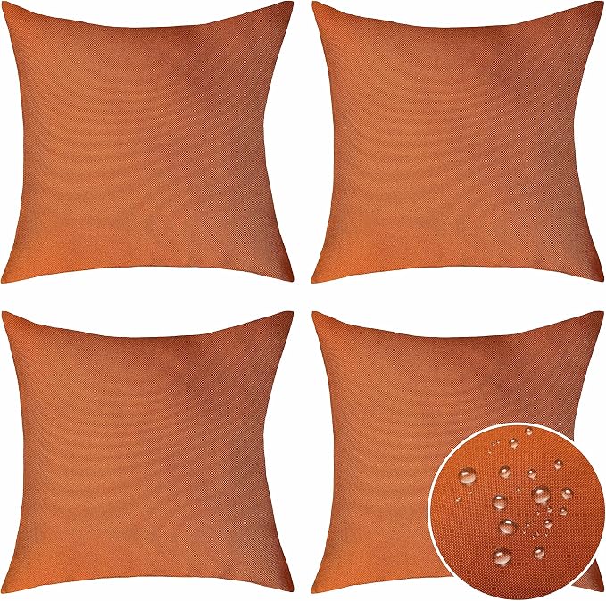 Home Brilliant Orange Pillow Covers 16x16 Outdoor Pillows Covers Couch Summer Throw Pillow Covers for Patio Porch, 40 cm, Set of 4, Burnt Orange
