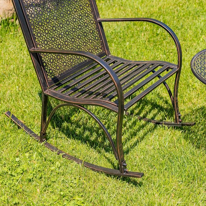 Zaer Ltd. Tsugo Outdoor Metal Rocking Armchair Bronze Distressed Finish (Rocking Chair)