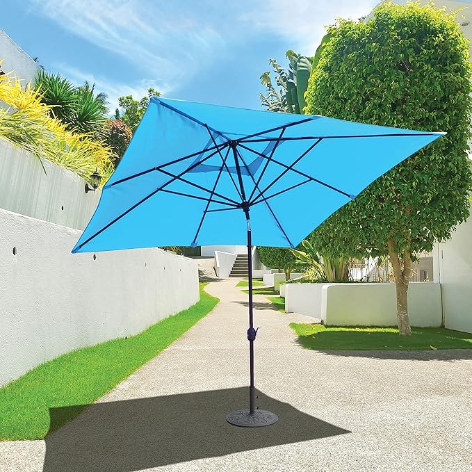Galtech Deluxe Auto Tilt Market Umbrella, 10ft - Outdoor Patio, Deck, Pool, Backyard Stand Alone Umbrella - Square, Heavy Duty w/Bronze Frame & Sunbrella Fabric (Canvas)