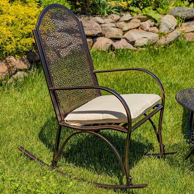 Zaer Ltd. Tsugo Outdoor Metal Rocking Armchair Bronze Distressed Finish (Rocking Chair)