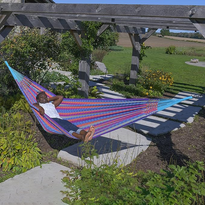 Vivere Latin Hammock Collection – Vibrant 100% Cotton Double Hammock, Supports 2 Adults - 450 lb Capacity (Bella Vida)