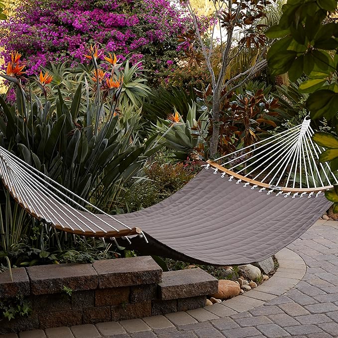 Classic Accessories Ravenna 81 x 55 Inch Quilted Double Hammock, Dark Taupe