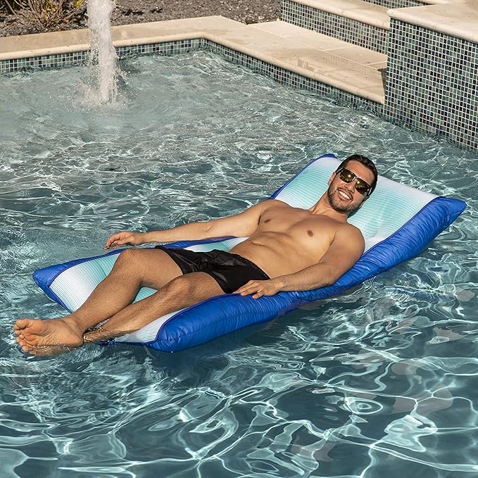 Big Joe Kona Hammock No Inflation Needed Pool Lounger with Headrest, Quick Draining Fabric, 4 feet Big