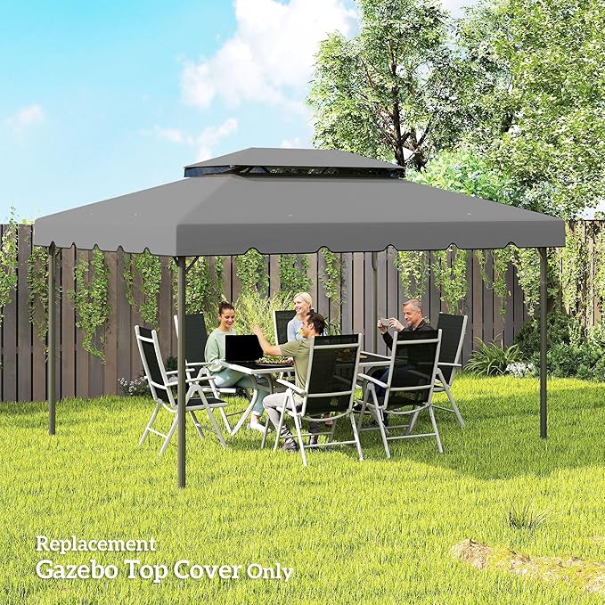 Outsunny 13' x 10' Gazebo Replacement Canopy, Gazebo Top Cover with Double Vented Roof for Outsunny 12.8' x 9.5' Frame for Garden Patio Outdoor (TOP ONLY), Light Gray