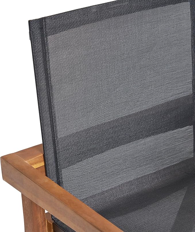 Christopher Knight Home Zion Acacia Wood Outdoor Dining Set for 6, 7 Piece Patio Dining Table and Chair Set, Wooden Outdoor Dining Armchair and Table Set, Teak+Dark Grey