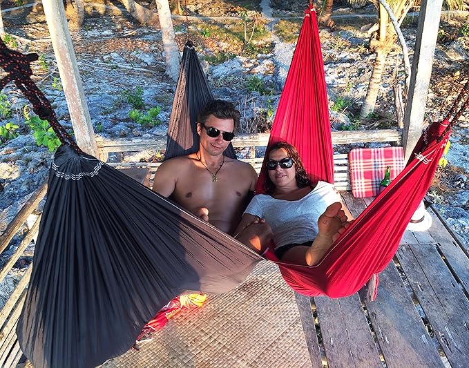 Hammock Bliss Tandem - One Hammock with Two Separate Spaces Allows Two People to Hang Together in Bliss - Great for Couples Or Create Double Layer Hammock