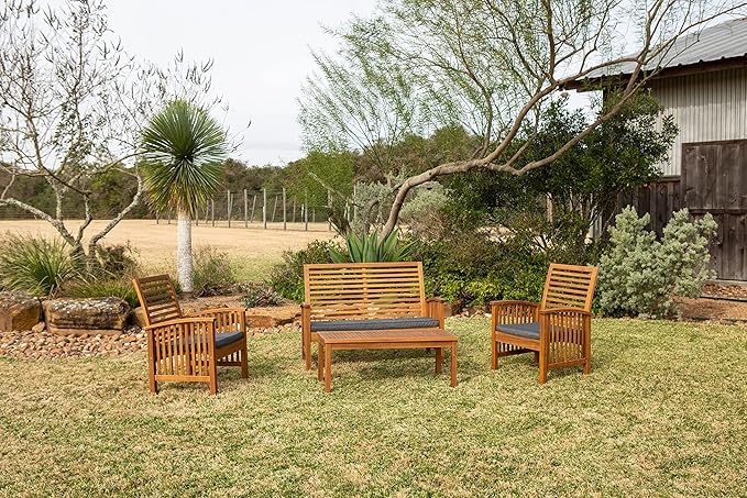 Leigh Country Sequoia 4-Piece Conversation Set, Wooden Outdoor Patio Furniture for Porch/Patio/Deck