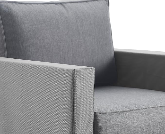 Elle Decor Tropez Outdoor Patio Arm Chair, Modern Mesh Lounge Chair with Cushions and Metal Frame for Patio, Porch, Balcony or Indoor Outdoor Living Space, Gray