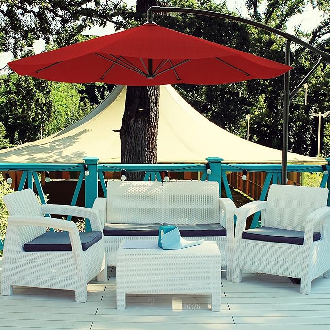 10 Ft Offset Cantilever Patio Umbrella - Fade-Resistant Shade Umbrella Outdoor Patio Canopy with Cross Base for Garden, Lawn, Deck, Yard or Pool by Pure Garden