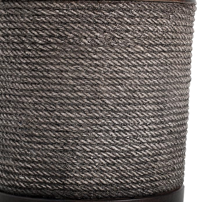 Retro Outdoor Side Table Round Concrete Side Tables with Simulated Braided Rope Finish, Cylindrical Patio End Table for Living Room Garden Balcony,Fully Assembled,Dark Brown