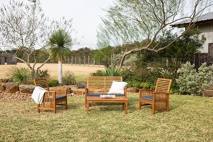 Leigh Country Sequoia 4-Piece Conversation Set, Wooden Outdoor Patio Furniture for Porch/Patio/Deck