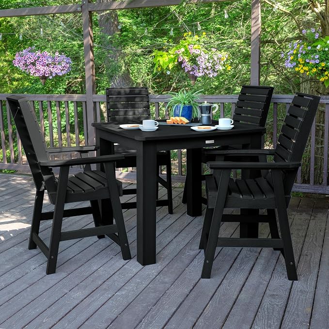 Highwood 5-Piece Weatherly Square Counter Height Dining Set, 42 by 42-Inch, Black