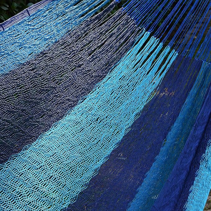 NOVICA Blue Turquoise Nylon Handwoven Mayan Hammock, Afternoon Breeze' (Single)