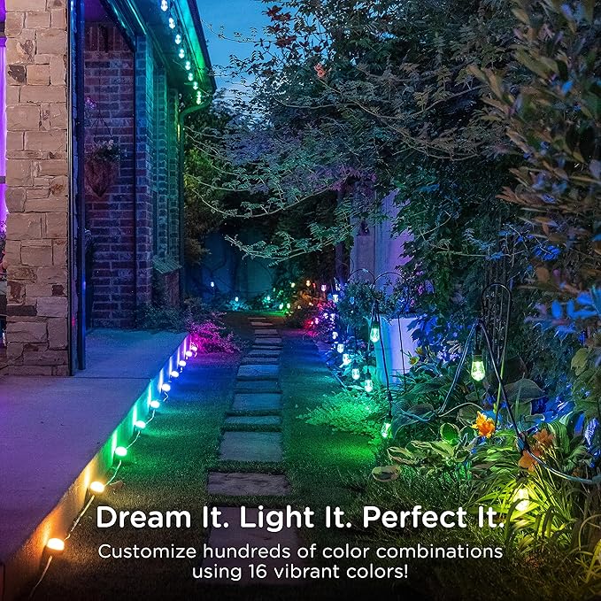 Enbrighten Premium LED Garden Lights, 24 Small Landscape Lights, 46ft Cord plus 22ft Lead Wire, Color Changing, Remote Control, Outdoor Landscape Lighting, 41369