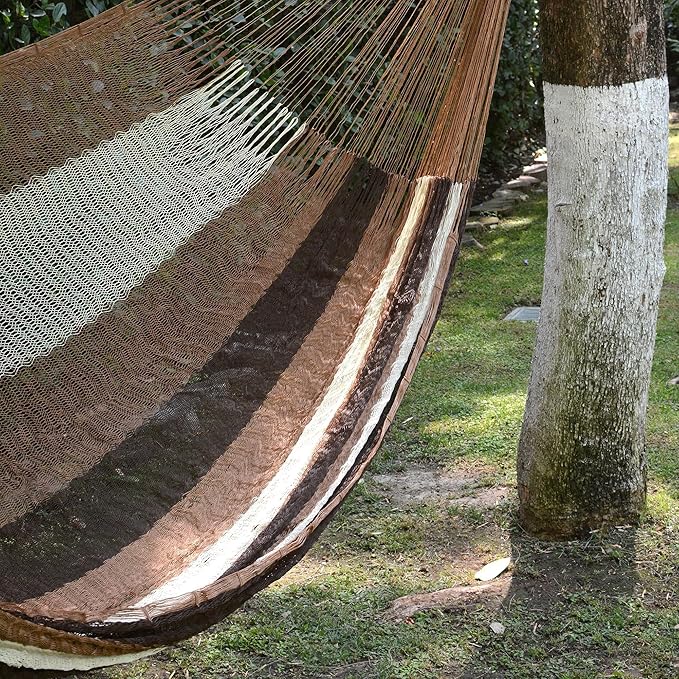 NOVICA Beige Brown Nylon Handwoven Mayan Hammock, Near The Sea' (Double)