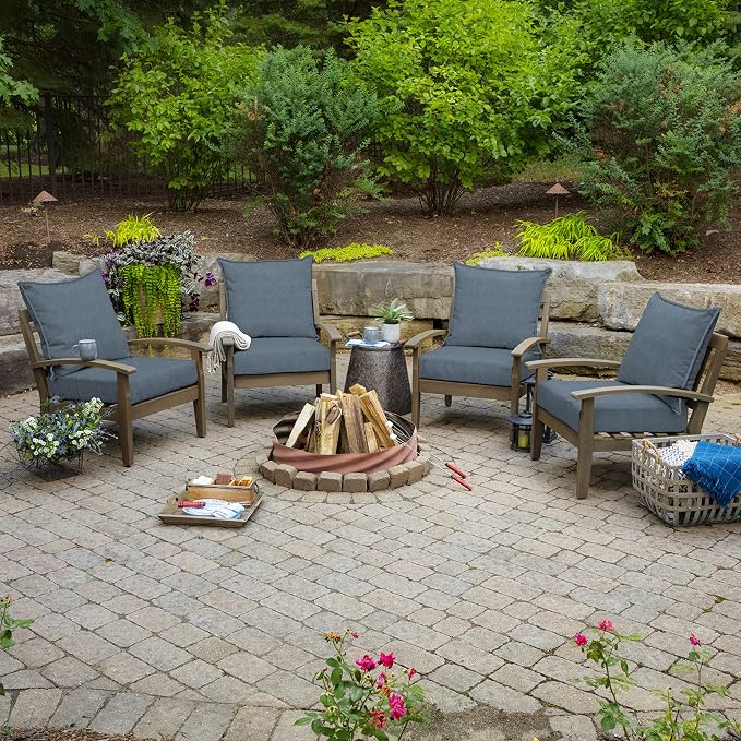 Arden Outdoor Deep Seat Cushion Set, Foam, 2-Pack, 24x24, Denim Alair | Olefin Fabric, Sofa, Couch, Conversation Set, Premium High-Density Foam, Never Flattens, Mold and Mildew Resistant