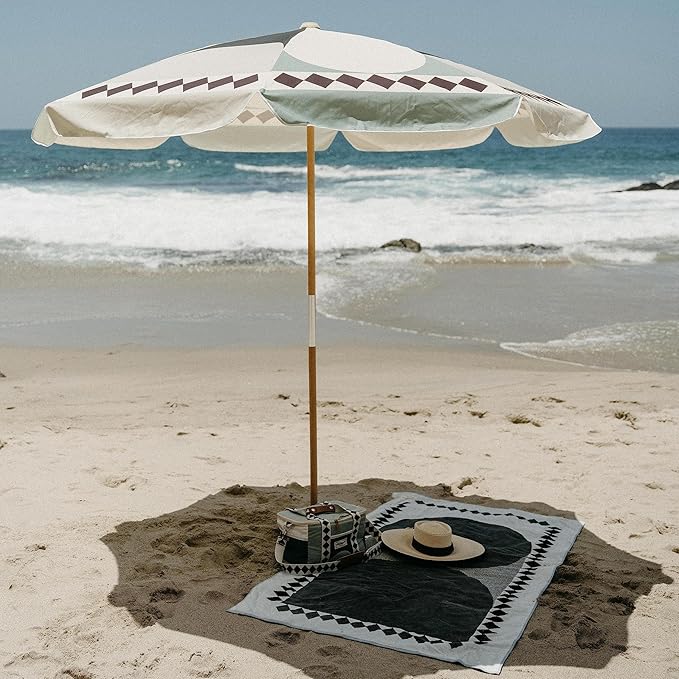 Business & Pleasure Co. Amalfi Umbrella - 7.2' Boho Beach Umbrella - Sturdy Yet Lightweight - UPF 50+ UV-Resistant Canvas