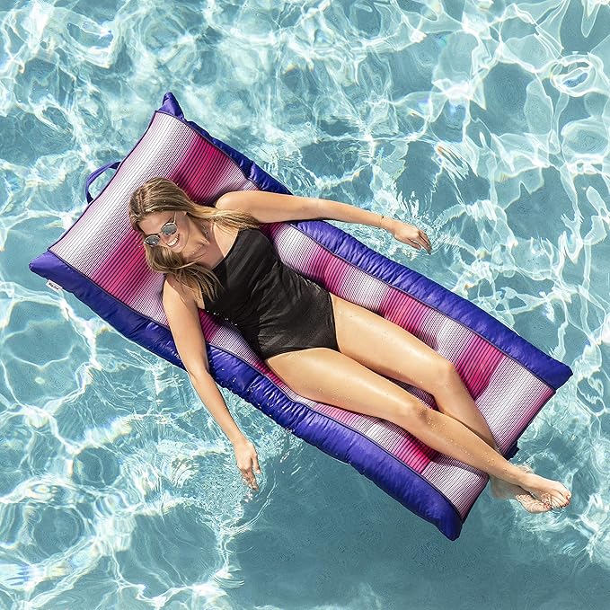 Big Joe Kona Hammock No Inflation Needed Pool Lounger with Headrest, Quick Draining Fabric, 4 feet Big