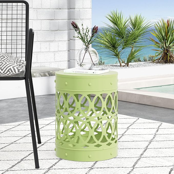 Outdoor Metal End Table, Green