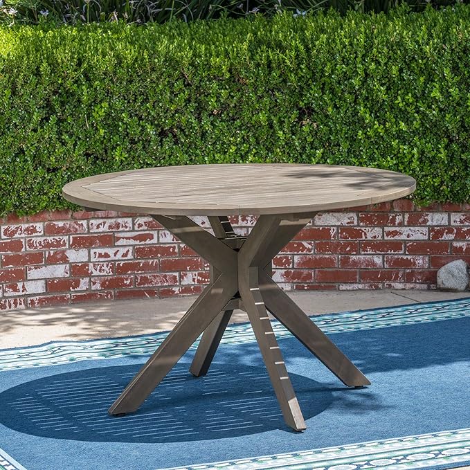 Christopher Knight Home Kirby Outdoor 5 Piece Wood and Wicker Dining Set, Gray Finish/Gray