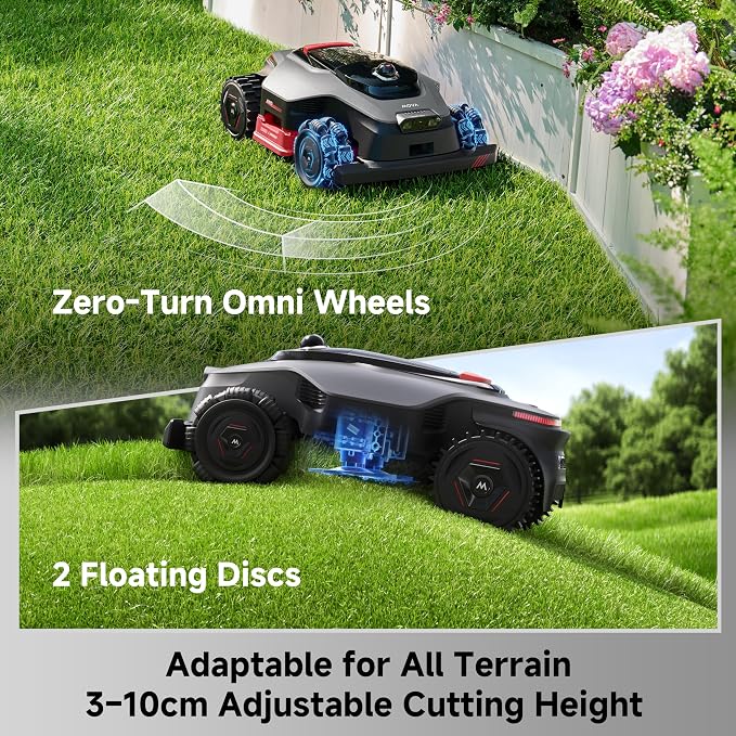MOVA LiDAX Ultra 3000 AWD Robot Lawn Mower Wire Free RTK Free for up to 0.75 Acre*Dual Maps, 360° 3D LiDAR & AI Dual Vision Mapping, Robotic Mower with 4G, for 80% Slopes, Cutting Height 1.2”–3.9“