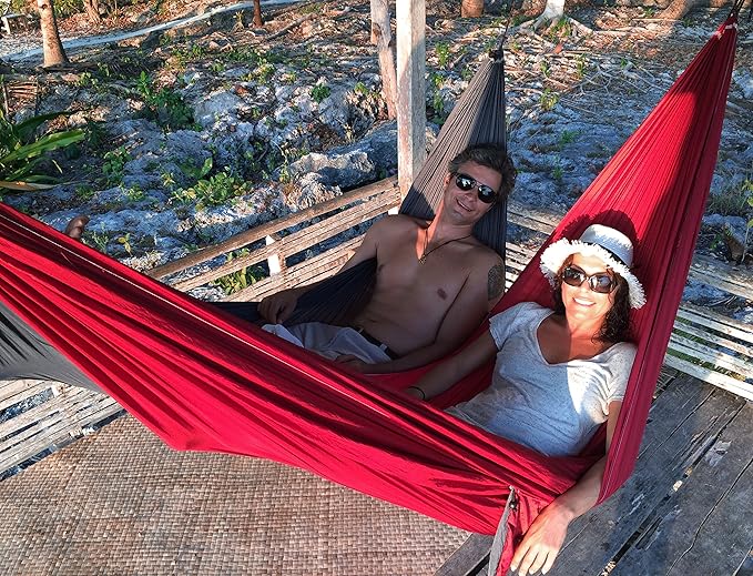 Hammock Bliss Tandem - One Hammock with Two Separate Spaces Allows Two People to Hang Together in Bliss - Great for Couples Or Create Double Layer Hammock